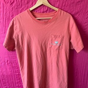 Southern Marsh Coral Pocket Tee with Light Blue Duck